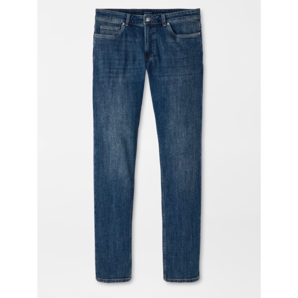 Peter Millar Crown Crafted Vintage Washed Five-Pocket Denim Tailored Fit Blue 36